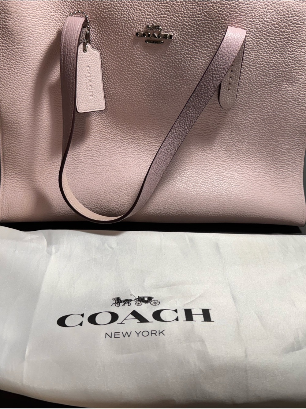 Coach Pebbled Leather Tote in Pale Pink